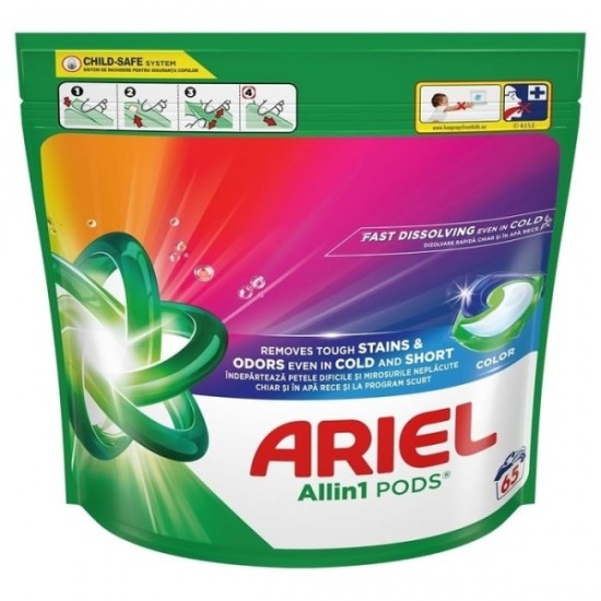 Detergent De Rufe Capsule Ariel All In One Pods Color, 65 Capsule