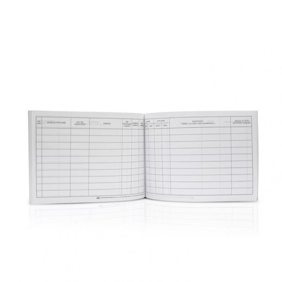 Registru Cazare A4, Tipar 1+1, Tipar Fata/verso, 100 File/carnet, Hartie Offset 55g