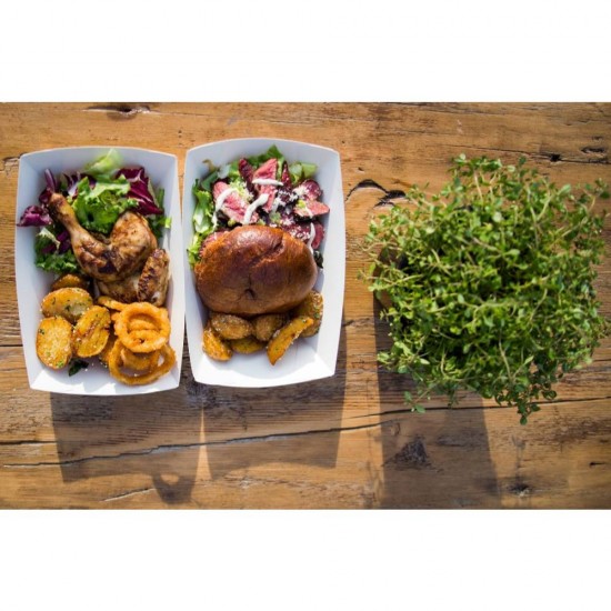 Barcuta din Carton Natur, 120x80x35 mm, 100 Buc/Bax - Tavite din Carton Natur cu Interior Alb, Tavite Street Food din Carton