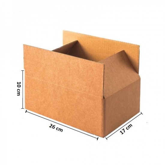 Set 10 Cutii Clasice, 260x170x100 mm, Carton Natur Ondulat in 3 Straturi, Cutie Clasica, Cutie pentru Ambalare si Depozitare, Cutie Carton, Cutie Transport, Arhivare si Organizare