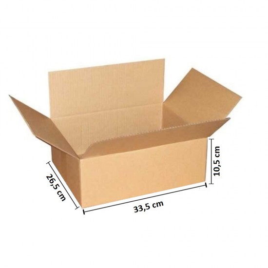 Set 10 Cutii Clasice, 335x265x105 mm, Carton Natur Ondulat in 3 Straturi, Cutie Clasica, Cutie pentru Ambalare si Depozitare, Cutie Carton, Cutie Transport, Arhivare si Organizare