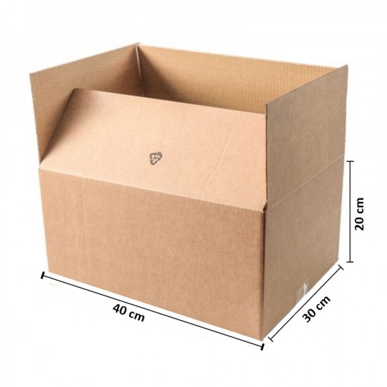 Set 10 Cutii Clasice, 400x300x200 mm, Carton Natur Ondulat in 3 Straturi, Cutie Clasica, Cutie pentru Ambalare si Depozitare, Cutie Carton, Cutie Transport, Arhivare si Organizare