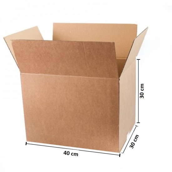 Set 10 Cutii Clasice, 400x300x300 mm, Carton Natur Ondulat in 3 Straturi, Cutie Clasica, Cutie pentru Ambalare si Depozitare, Cutie Carton, Cutie Transport, Arhivare si Organizare