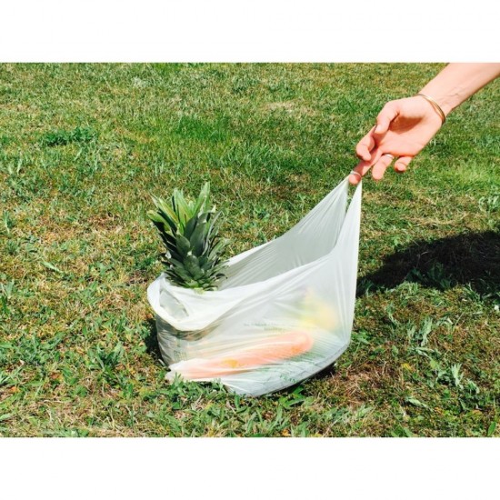 Set 500 Pungi Biodegradabile Albe, Model Imprimat, Dimensiune 30x9x60 cm, Grosime 23 MIC, Pungi Biodegradabile, Sacose din Plastic Bio, Pungi ECO, Plase Ecologice, Sacose Biodegradabile din Porumb, Saci Biodegradabili, Sacose Tip Maieu Bio