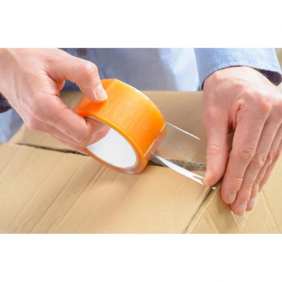 Banda Adeziva Transparenta Premium, 48mm x 60m, Adeziv Solvent speciala pentru Sigilarea cutiilor de carton