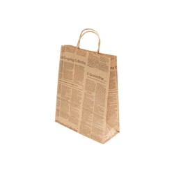 Set 100 Pungi din Hartie Natur cu Maner BisBags, 32x12x41 cm, 90 g/mÂ², Model Ziar, Sacose Cadouri, Pungi Cadouri, Punga pentru Cadou, Sacosa de Cadou, Punga cu Maner, Pungi Natur, Pungi Hartie, Sacose Hartie, Sacose Hartie cu Maner