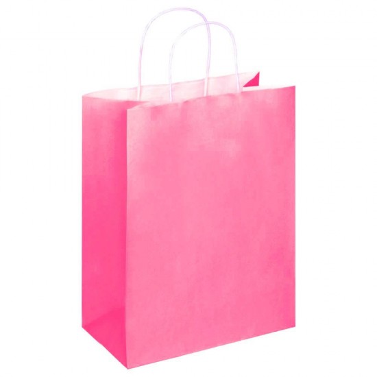 Set 100 Pungi de Hartie cu Maner, 16x8x21 cm, 90 g/mÂ², Roz, Pungi Hartie, Pungi din Hartie cu Maner, Pungi de Hartie Colorate, Pungi Hartie Colorata, Pungi din Hartie Colorata, Pungi din Hartie Colorate, Pungi Colorate de Hartie