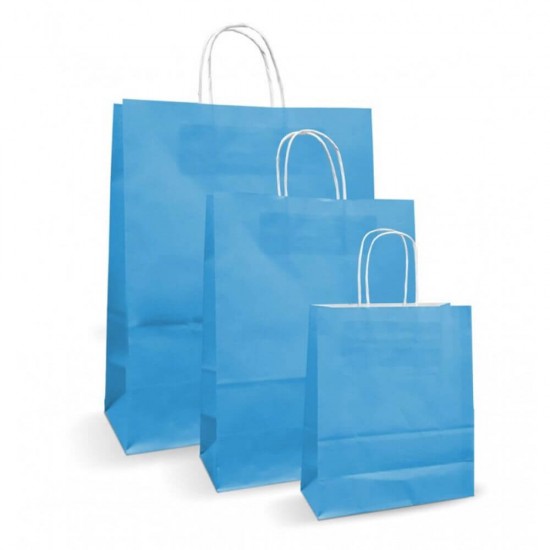 Set 100 Pungi de Hartie cu Maner, 16x8x21 cm, 90 g/mÂ², Albastru Deschis, Pungi Hartie, Pungi din Hartie cu Maner, Pungi de Hartie Colorate, Pungi Hartie Colorata, Pungi din Hartie Colorata, Pungi din Hartie Colorate, Pungi Colorate de Hartie