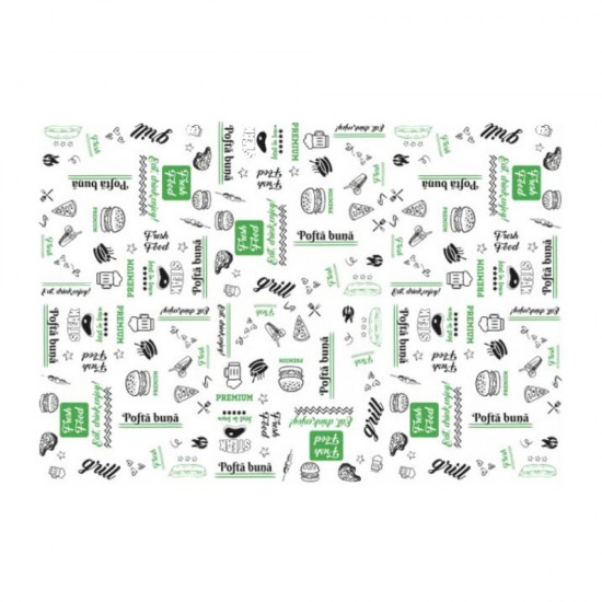 Hartie in Coala Rezistenta la Grasime Model Fresh, Dimensiune 25x35 cm, Hartie Cerata 35 g/mÂ², 3260 Coli/Bax, 10 Kg/Bax