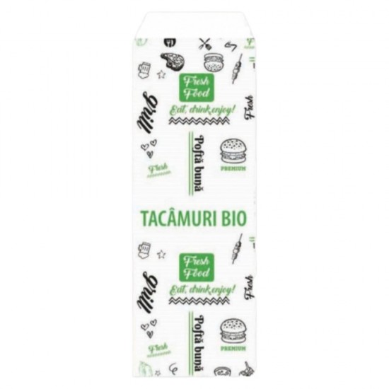 Pungi pentru Tacamuri Model FRESH, 8x24cm, Hartie Kraft Natur 40 g/mÂ², 2000 Buc/Bax