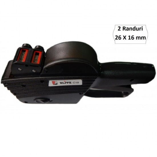 Marcator de Pret Blitz C18, Doua Randuri, 18 Caractere, Etichete 26x16 mm, Aparat de Etichetat, Aparate de Etichetat, Marcatoare de Pret, Marcator Pret, Marcatoare Pret, Aparate Etichetat, Aparate Etichete, Aparat Etichete, Marcatoare pentru Pret