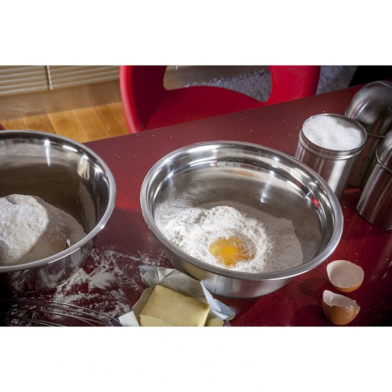 Bol Din Inox Satinat Cu Baza Antiaderenta Din Silicon, Dimensiune 30 Cm