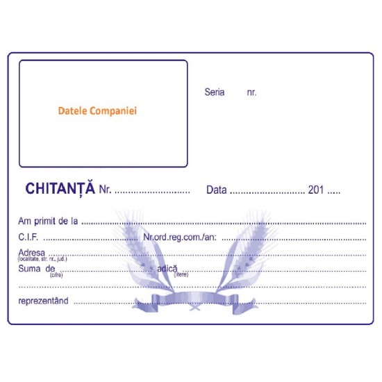 Chitante Personalizate Autocopiative A6 in 2 Exemplare, Tipar 1+1, Coperti si Prelungire din Carton, Formulare Personalizate, Chitantier Tipizat Personalizat