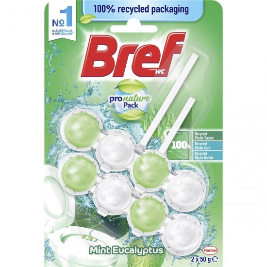 Odorizant Toaleta Bref Premium Power Active Eucalyptus, 3 Buc/set, 50 Gr/buc, Sistem De Prindere