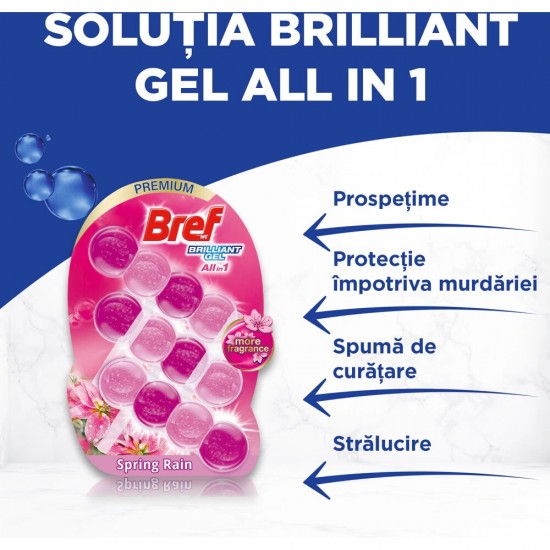 Odorizant Toaleta Bref Brilliant Gel Spring Rain 3 Buc X 42g