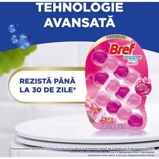 Odorizant Toaleta Bref Brilliant Gel Spring Rain 3 Buc X 42g