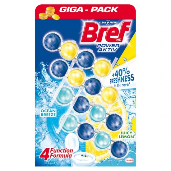 Odorizant Toaleta Bref Power Aktiv, Lemon Field, 4 Buc/set, 50 Gr/buc, Parfum De Lemaie