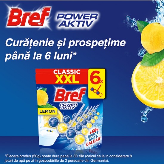 Odorizant Toaleta Bref Power Aktiv, Lemon Field, 6 Buc/punga, 50 Gr/buc, Parfum De Lemaie