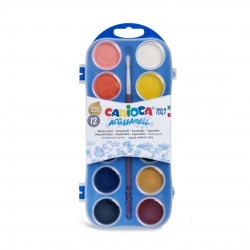 Acuarele Lavabile, 12 Culori/cutie + 1 Pensula, Carioca Aquarell