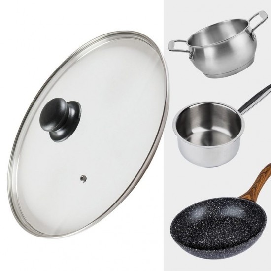 Capac Din Sticla Termorezistenta Pentru Acoperit Oale Si Tigai, Diametru 32 Cm, Maner Din Plastic