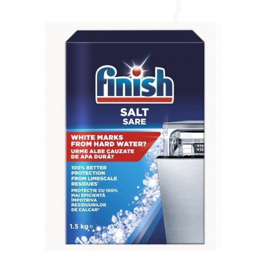 Pachet Promo: Finish Solutie Curatare Masina Vase Regular 250ml + Finish Sare Speciala Pentru Masina De Spalat Vase, 1.5 Kg, Solutie Pudra