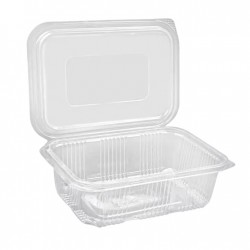 Caserola de Unica Folosinta cu Capac Atasat din PET, Cantitate 1250 Ml, 100 Buc/set, Culoare Transparenta