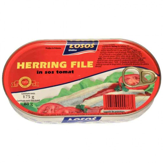 Conserva Losos Hering File in Sos de Tomate, 175 g