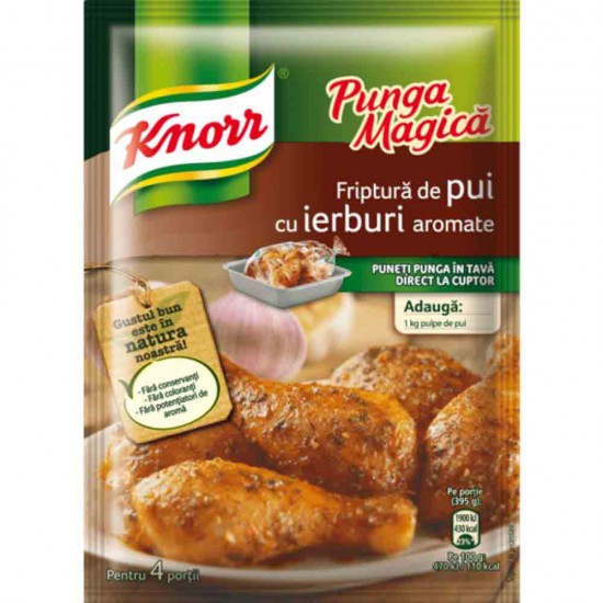 Punga Magica Knorr cu Condimente, pentru Friptura de Pui cu Ierburi Aromate, 25 g