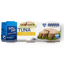 Set 3 Buc, Conserve de Ton Bucati Sun &amp; Sea in Ulei de Floare Soarelui, 3 x 80 g