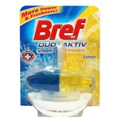 Odorizant WC Bref Duo Aktiv, Lichid cu Suport de WC- Lemon, 50 g