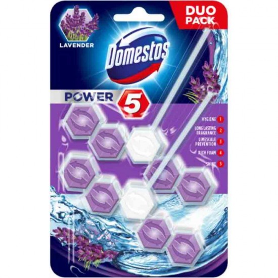 Pachet Odorizant Toaleta Domestos Power 5 Lavanda, 55 g x 2 Buc