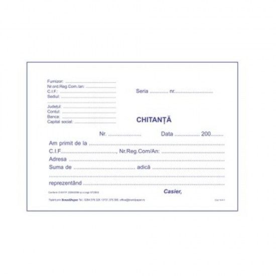 Chitantier A6, 2 Exemplare, 50 Seturi/Carnet, Formular Chitante Tipizate, Formulare 2 Ex, Chitante Tipizate Nepersonalizate, Chitante Autocopiative, Formular A6 Chitante, Tipizate Contabile, Formulare Tipizate Autocopiative, Chitante A6