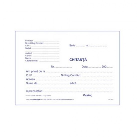 Chitantier A6, 3 Ex, 50 Seturi/Carnet - Formular Chitante Tipizate