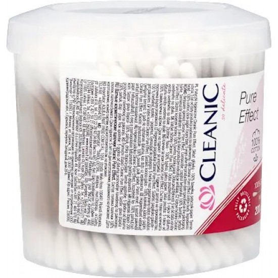 Betisoare De Urechi Biodegradabile Cleanic Pure Effect, 100 Buc, Ambalat In Cutie