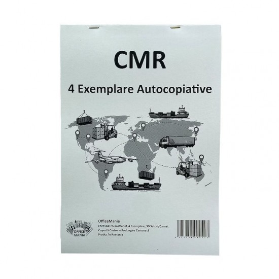 CMR A4 International, 4 Exemplare, 50 Set/Carnet, Tipar 1+0, Coperta Fata Tiparita, Coperta din Carton + Prelungire Cartonata, Hartie Alba (Albastru, Rosu, Verde, Negru)