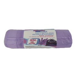 Saci Menajeri Merve, Biodegradabili cu Miros de Lavanda si Snur, 35 L, 15 Buc/Rola