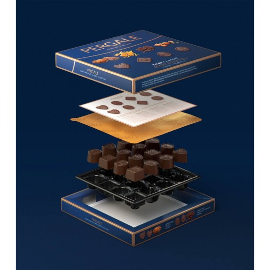 Bomboane Asortate cu Ciocolata Neagra Pergale, 114 g