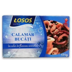 Calamar Bucati Losos Ustka, Ulei de Floarea Soarelui, 111 g
