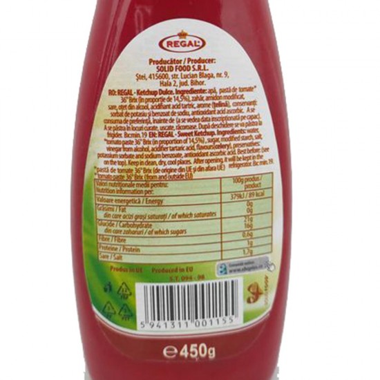 Ketchup Regal Dulce, 450 g