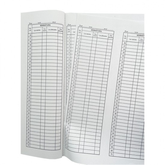 Condica Prezenta A4, Fata-Verso, 100 File/Carnet - Formular Tipizat pentru Pontaj Angajati