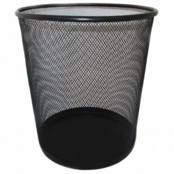 Cos pentru Birou Metalic Tip Plasa, Culoare Negru, Capacitate 9L