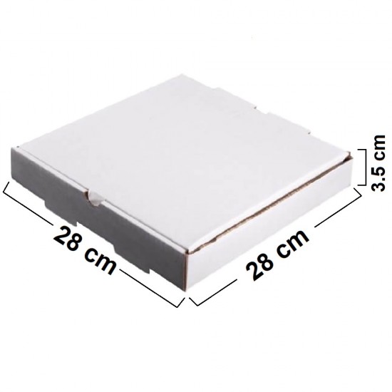 Set 500 Cutii Pizza Albe, 28x3.5x28 cm - Ambalaje Alimentare din Carton