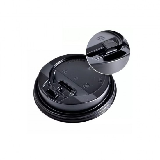 Set 100 Capace Negre de Plastic pentru Pahare Goldpaper Premium si City, 8-14 OZ