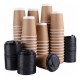 Set 100 Capace Negre de Plastic pentru Pahare Goldpaper Premium si City, 8-14 OZ