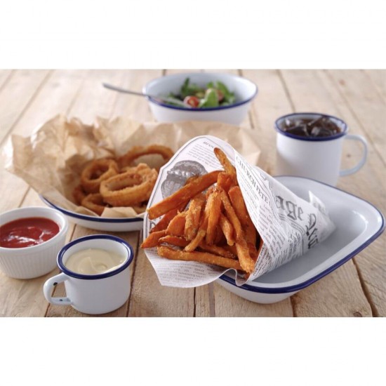 Set 1000 Cornete Hartie pentru Cartofi Prajiti, 22x22x25 cm, Model Ziar, Cornete Servire Cartofi Prajiti, Ambalaje Fast-Food, Suport Servire Cartofi Prajiti, Conuri Hartie Cartofi Prajiti, Cornete Cartofi Take Away, Cornete Cartofi Fast-Food