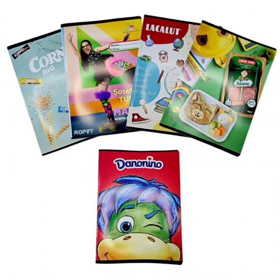 Caiet A4 Dictando (dr) Daco, 60 File, 70 G/m², Margine Liniata, Coperta Plastic, Culori: Albastru, Roz, Verde, Gri