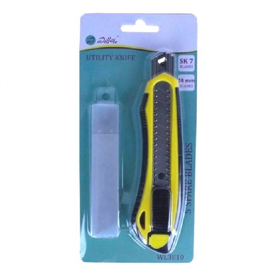 Cutter Mare Willgo 18 mm, Grip Cauciucat si Sistem Autoblocare + 5 Lame Rezerva