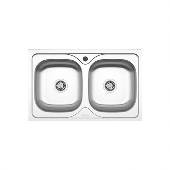 Chiuveta Bucatarie Dubla Sanobi, 80x50 cm, Inox Alimentar, Finisaj Mat, Chiuveta de Bucatarie Sanobi, Chiuveta Dubla Bucatarie, Chiuveta de Bucatarie Dubla, Chiuveta Bucatarie Inox, Chiuveta pentru Bucatarie, Chiuveta pentru Blat Bucatarie