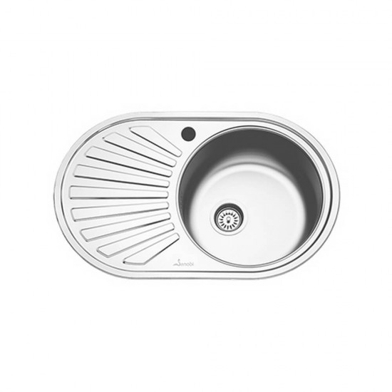 Chiuveta pentru Bucatarie Ovala Sanobi, Inox Alimentar, Orientare Dreapta, 780x480 mm, Finisaj Linen, Chiuveta, Chiuveta Inox, Chiuveta Sanobi, Chiuveta Inox Sanobi, Chiuveta pentru Blat, Chiuveta Bucatarie, Chiuveta pentru Bucatarie