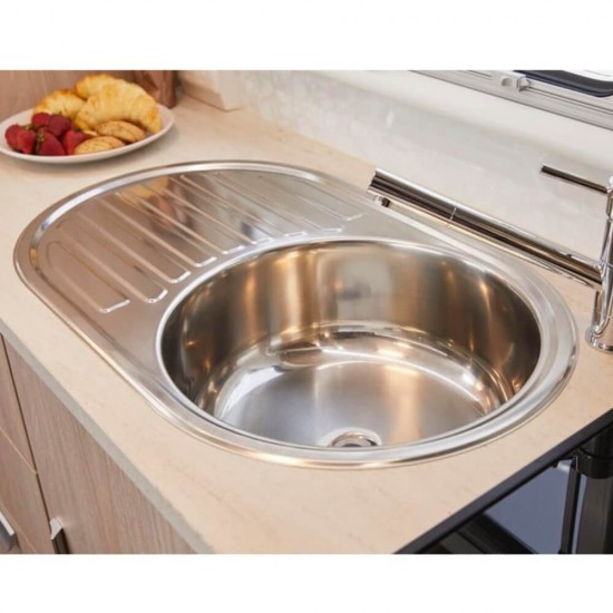 Chiuveta pentru Bucatarie Ovala Sanobi, Inox Alimentar, Orientare Dreapta, 780x480 mm, Finisaj Linen, Chiuveta, Chiuveta Inox, Chiuveta Sanobi, Chiuveta Inox Sanobi, Chiuveta pentru Blat, Chiuveta Bucatarie, Chiuveta pentru Bucatarie